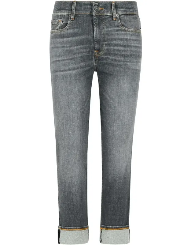 Relaxed Skinny Grey Cotton Jeans With Stretch And Five-pocket Style