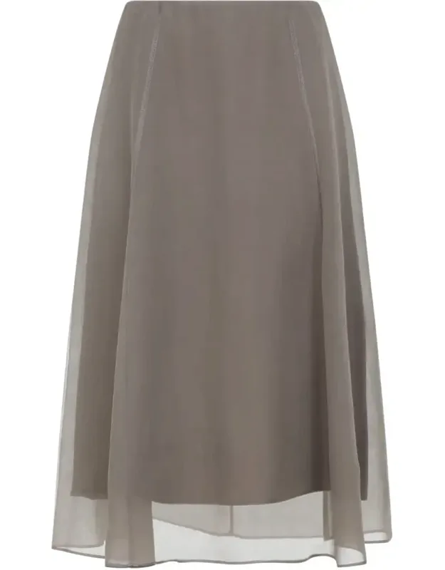 Skirt With Multi-pane Construction And Back Zipped Fastening