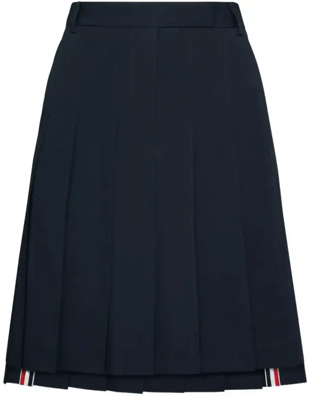 Pleated Wool Midi Skirt
