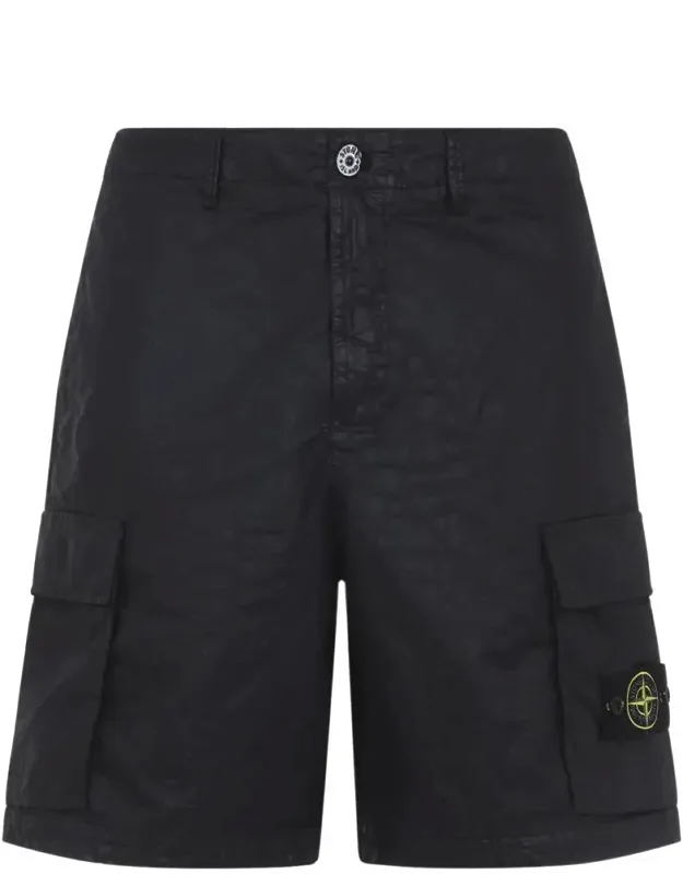 Stone Island Black Polyamide Cargo Shorts