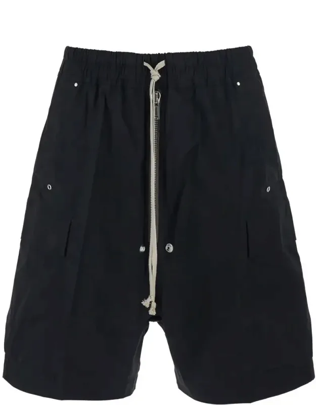 Shorts With Elastic Drawstring Waist And Eyelet Details In Cotton Stretch