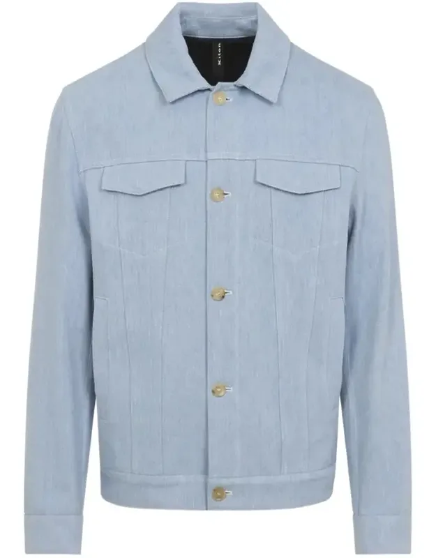 Jacket With Pointed Collar And Front Buttoned Fastening