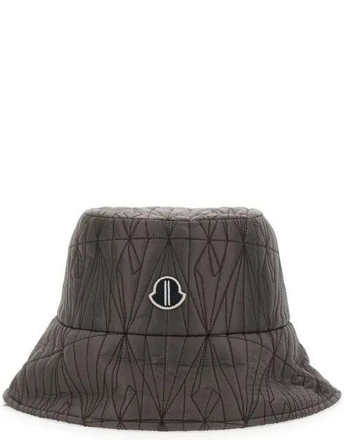 Bucket Hat With Logo Patch And All-over Logo Embroidery In Tech Fabric