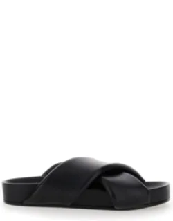 Sandals With Criss Cross Bands In Smooth Leather
