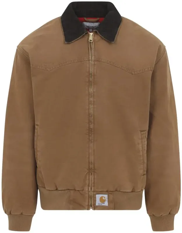 Jacket With Velvet Collar And Zipped Fastening