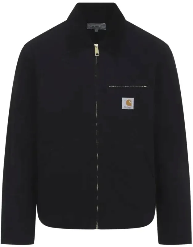 Jacket With Pointed Ribbed Collar And Chest Zipped Pocket