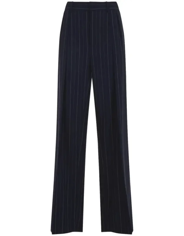 Pants With Pleated Detail And Pinstripe Design