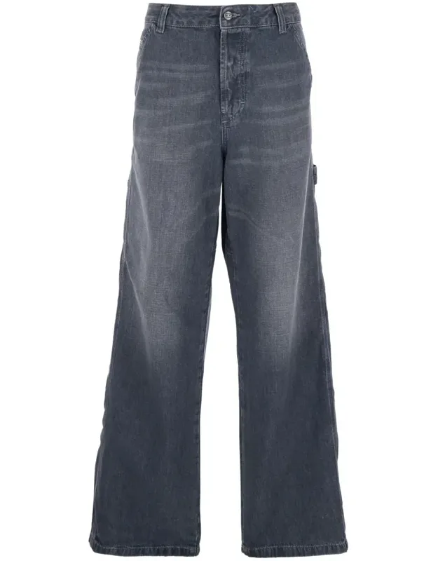D-livery Jeans With Logo Patch On The Rear And Wide Leg In Denim