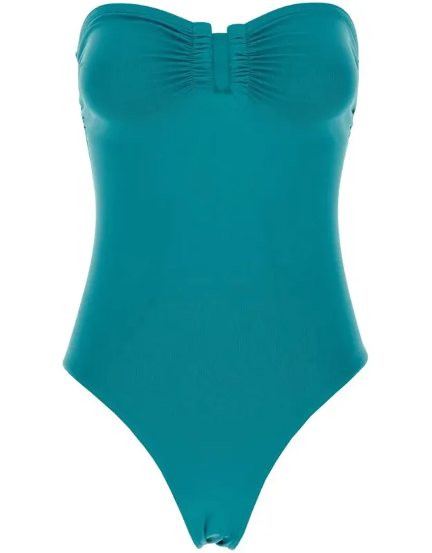 Cassiopee Sleeveless Swimsuit With Front Ruches In Tech Fabric Stretch