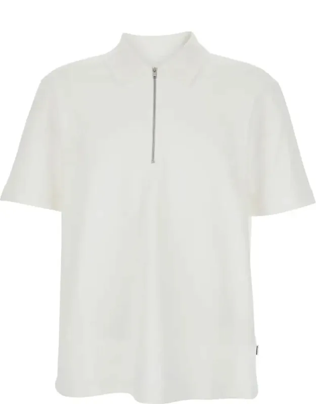 Polo Shirt With Classic Collar And Front Zip Closure In Cotton