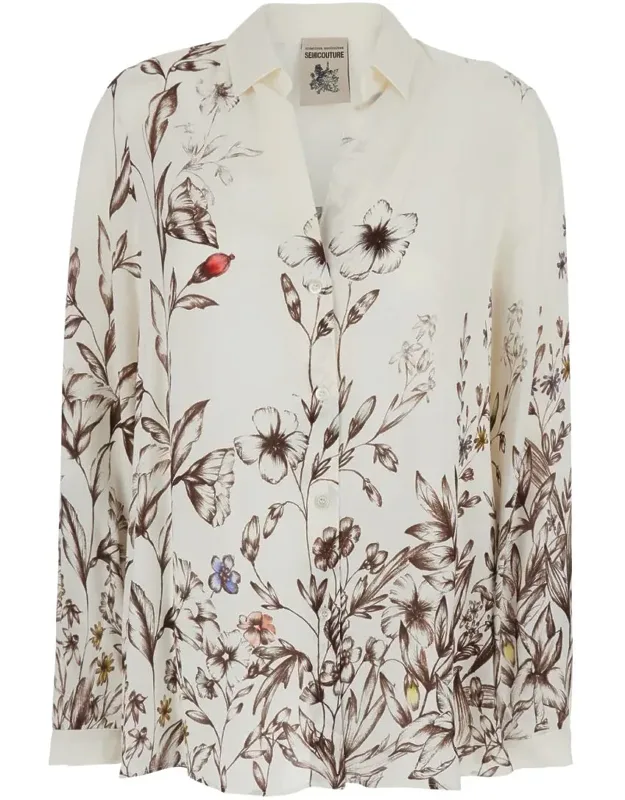 Floral Print V-neck Shirt