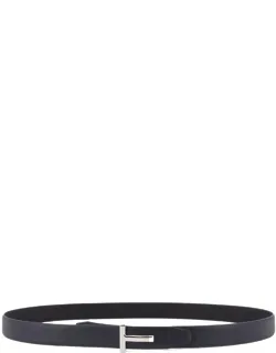 Grained Leather T-buckle Belt