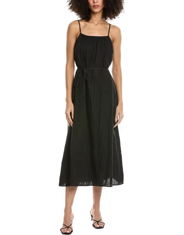 Shirred Cami Linen Maxi Dress