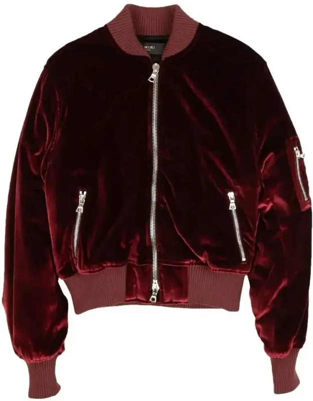 Velvet Satin Bomber Jacket