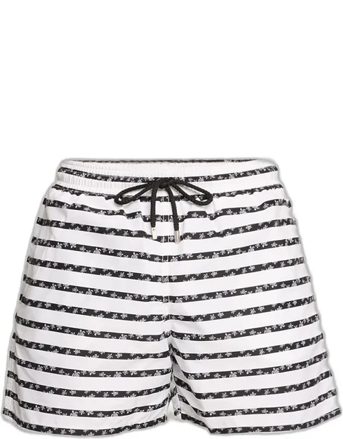 Micro-turtle Striped Swim Shorts