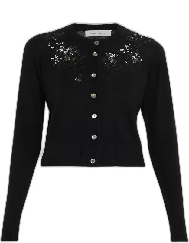 Floral-embroidered Cardigan