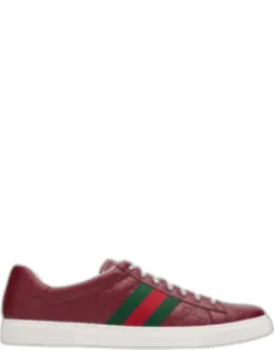 Ace Gg Embossed Leather Low-top Sneakers