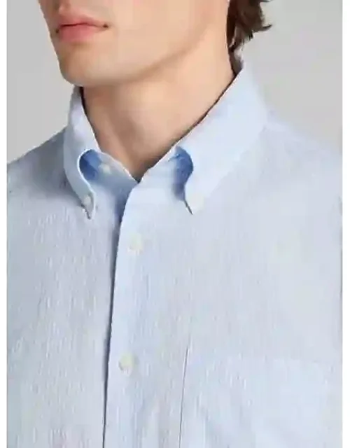 Modern Fit Seersucker Stripe Button Up Shirt