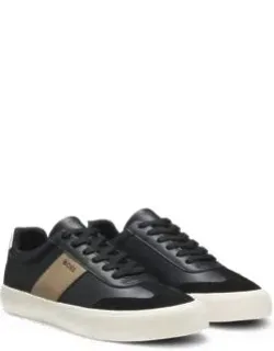 Leather-trim Trainers In Faux Leather