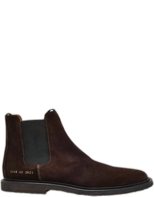 Suede Rubber-sole Chelsea Boots