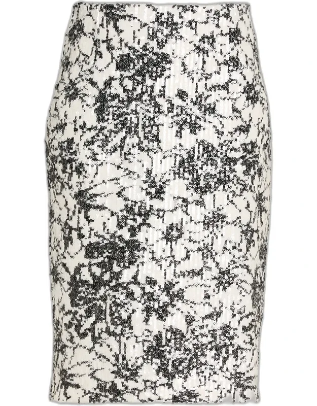 Floral Sequined Midi Pencil Skirt