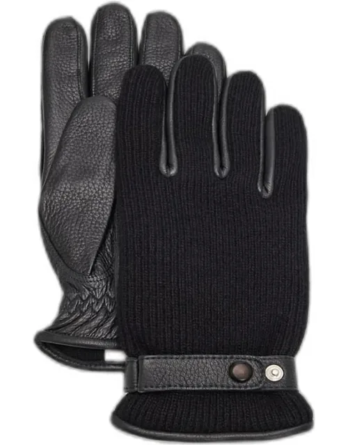 Christopher Elk Leather And Cashmere Knit Gloves
