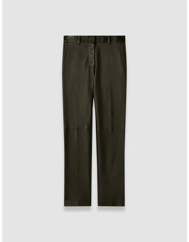 Long Leather Stretch Trousers