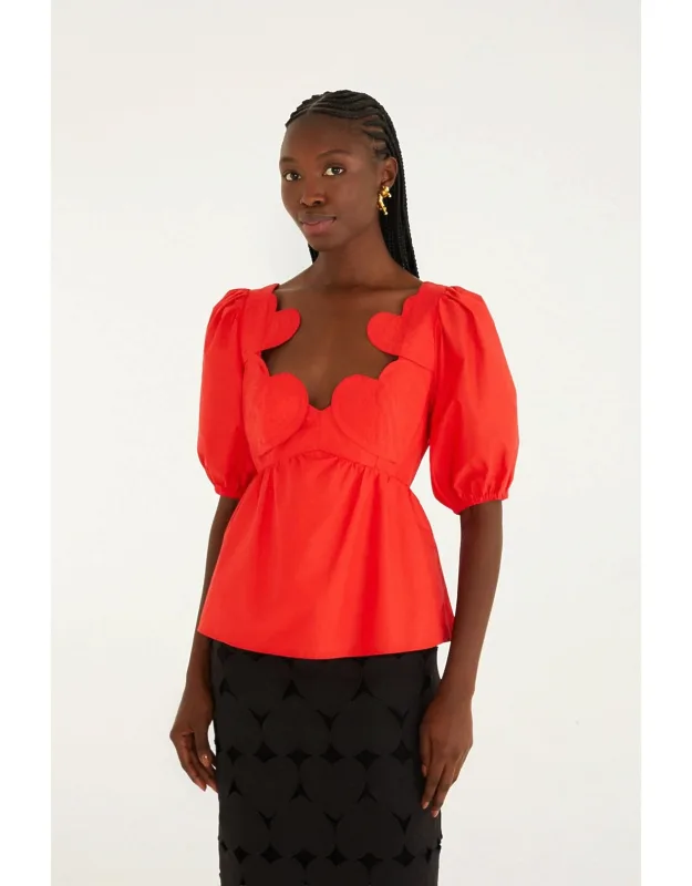 Heart Short Sleeve Organic Cotton Blouse