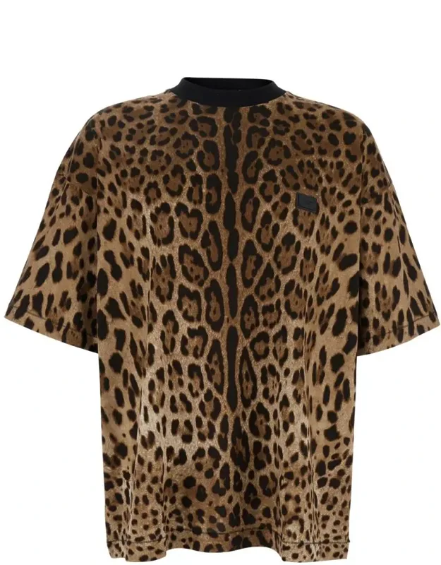 Leopard Motif Cotton T-shirt