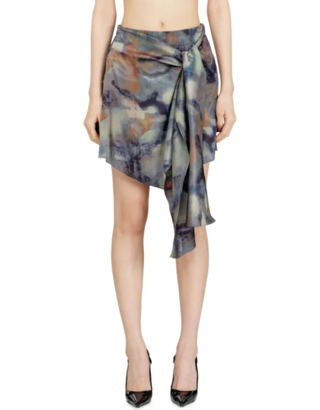 Knotted Skorts In Printed Satin