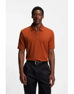 Piqué Polo Shirt With Zip Neck
