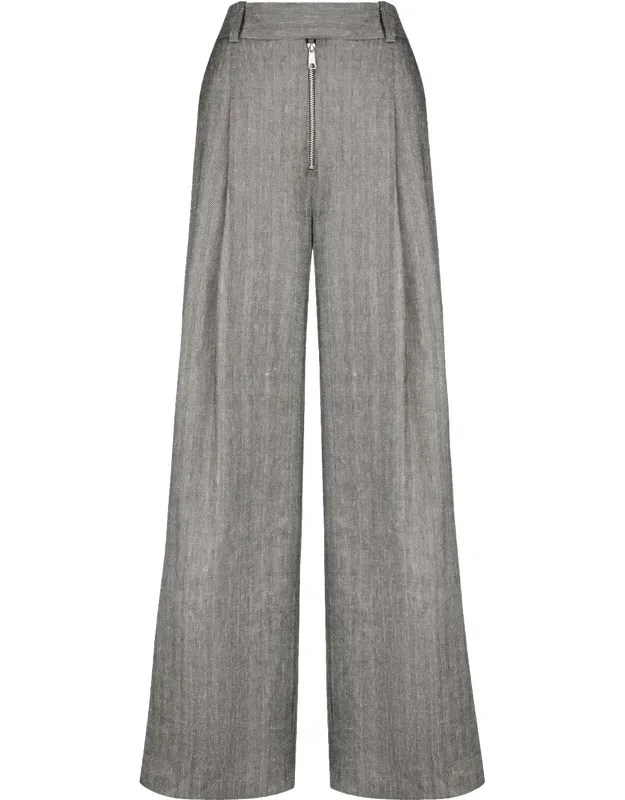 Exposed Zip Pleated Pants