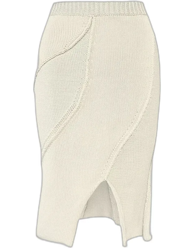 Diagonal Knit Slit Skirt