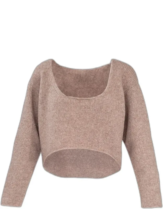 Reversible Round-neck Crop Sweater