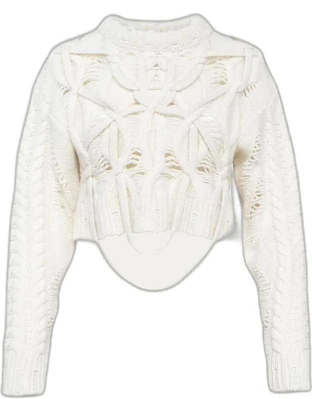 Briar Deconstructed Cable Knit Crop Sweater