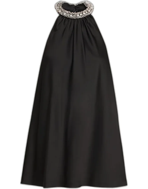 Embellished Satin Mini Dress