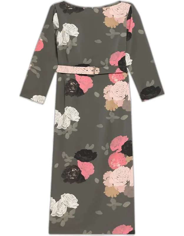 Floral-print Belted Midi Dress