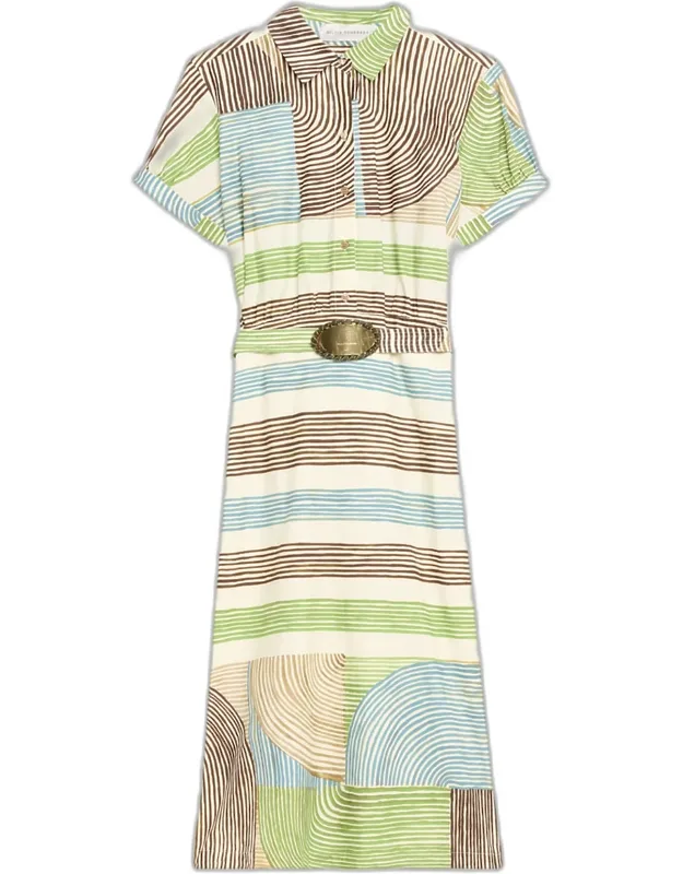 Odila Striped Midi Shirtdress With Belt