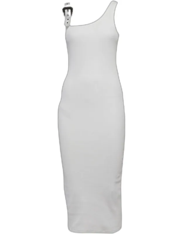 Rib Knit Buckle Strap Midi Dress