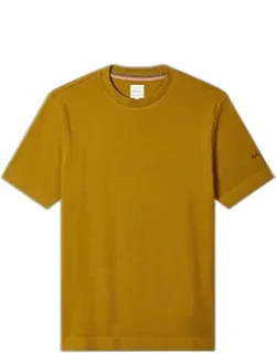 Mustard Cotton T-shirt With Integrated Rib Detail