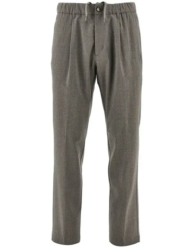 Stretch Light Wool Pants With Drawstring