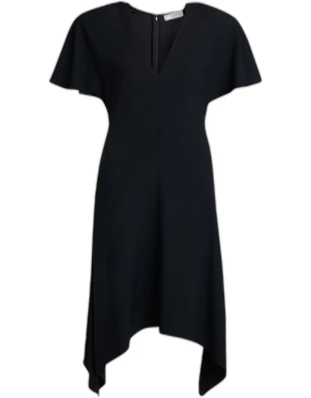 V-neck Short-sleeve Handkerchief Midi Dress