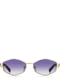 Sunglasses Gold Purple Shaded Irregular Metal 55 Mm Lens Width, 17 Mm Bridge Length