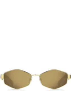Sunglasses Gold Mirrored Irregular Metal