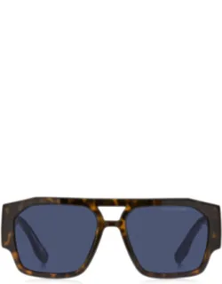 Sunglasses Havana Blue Navigator Acetate 55 Mm Lens Width, 17 Mm Bridge Length, 145 Mm Rod Length