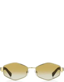 Sunglasses Gold Grey Shaded Irregular Metal 55 Mm Lens Width, 17 Mm Bridge Length