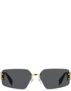 Sunglasses Gold Gray Geometric Metal 59mm Lens Width