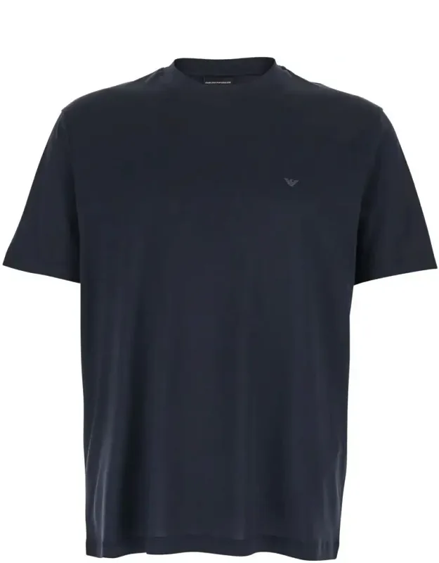 Crewneck T-shirt With Logo Embroidery In Cotton Blend