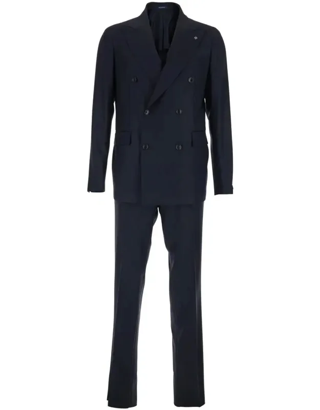 Vesuvio Double-breasted Suit With Peak Revers In Wool