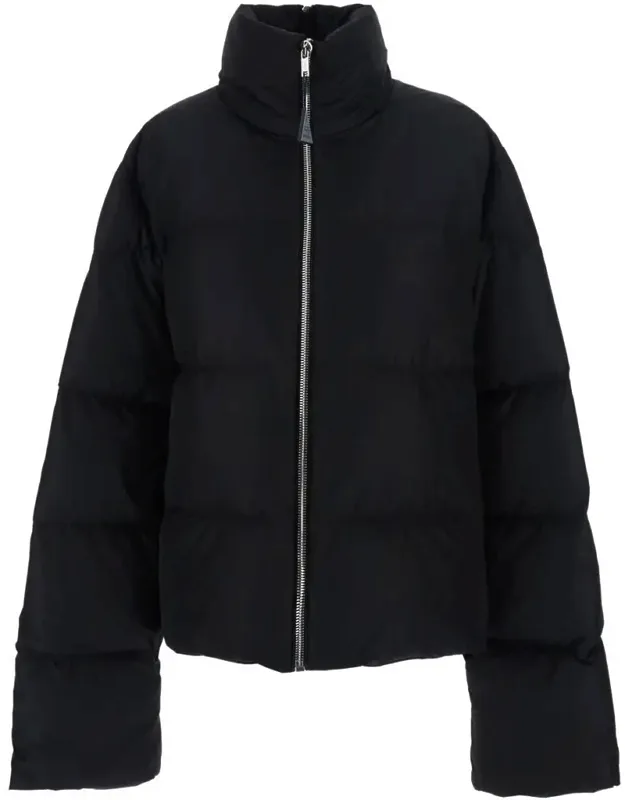 Cyclopic Down Jacket With High Neck, Rear Zip, And Logo Patch In Tech Fabric